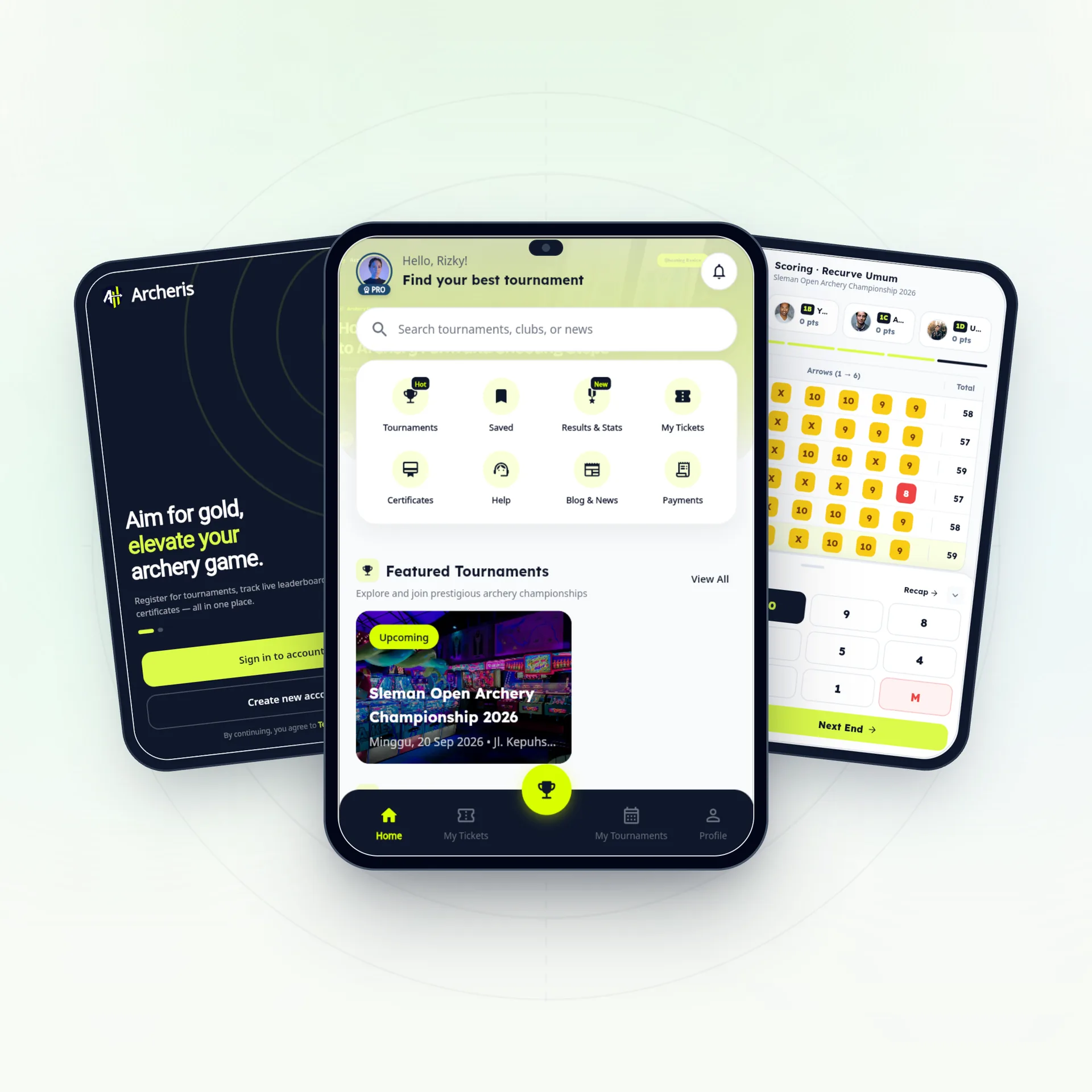 Archeris Mobile App - Real-Time Scoring & Event Discovery